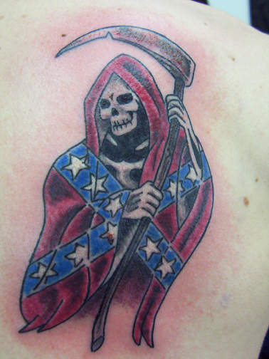 Looking for unique  Tattoos? grim reaper with confederate flag